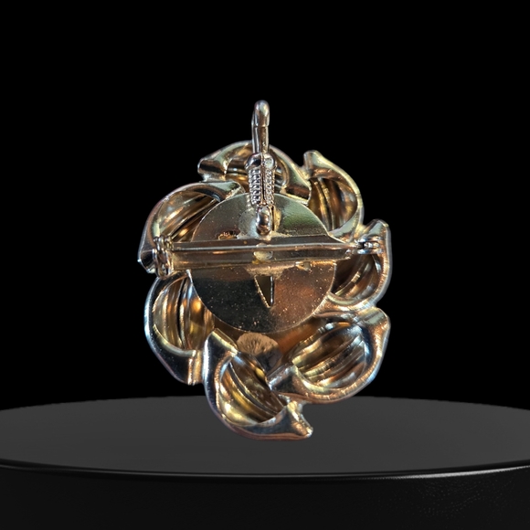 🥕 Black Onyx Oval Silver Brooch - Picture 2 of 3